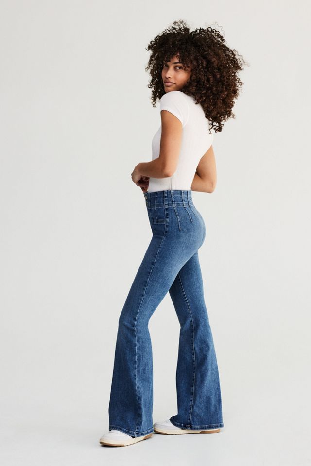 Free People Pull-On Flare Jeans Echo Blue - Lana's Boutique