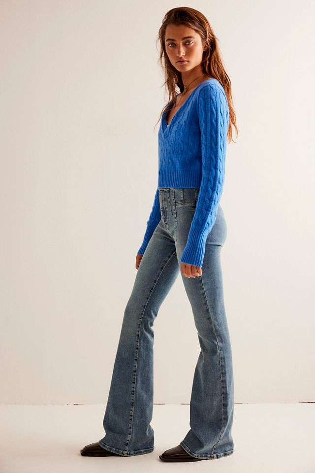 Free People Jayde Flare Jeans in Steel Blue