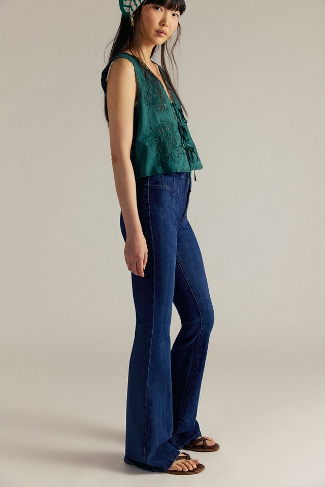 Free People Jayde High Waist Flare Jeans Sunburst Blue - Starlet