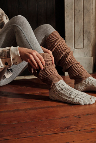 Delaney Ribbed Leg Warmer at Free People in Tan