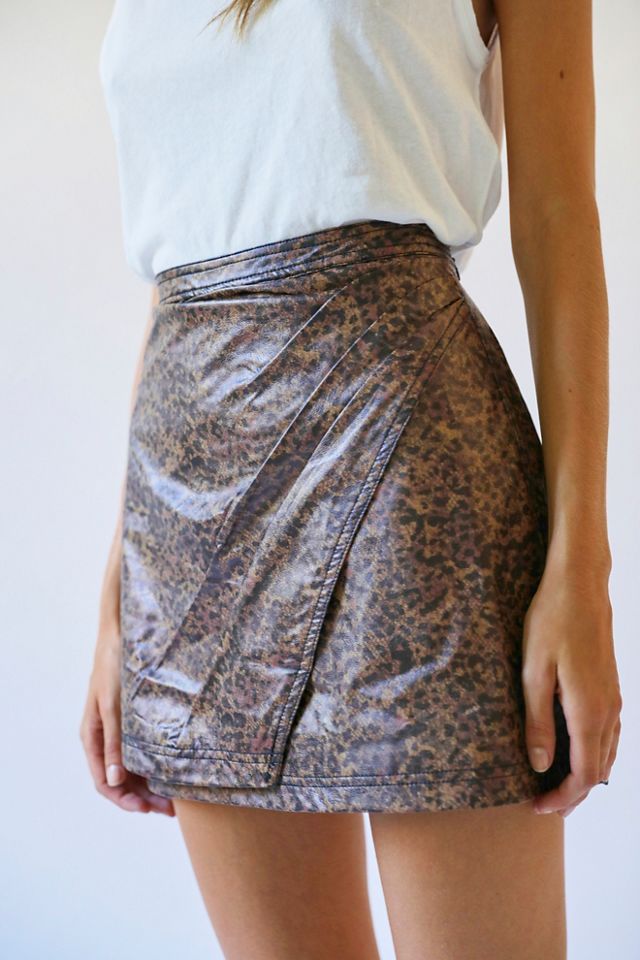 Printed Fake Out Faux Wrap Skirt #1