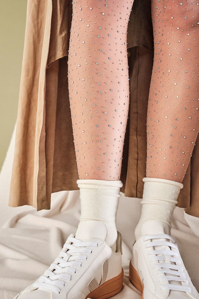 Rhinestone Embellished Sheer Tights #1