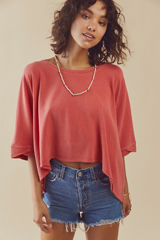 We The Free CC Crew Neck Jersey T-Shirt at Free People in Red, Size: L - Crew Neck