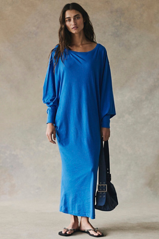 Lifestyle Boat Neck Jersey Maxi Dress by free-est at Free People in Blue, Size: M - Boat Neck