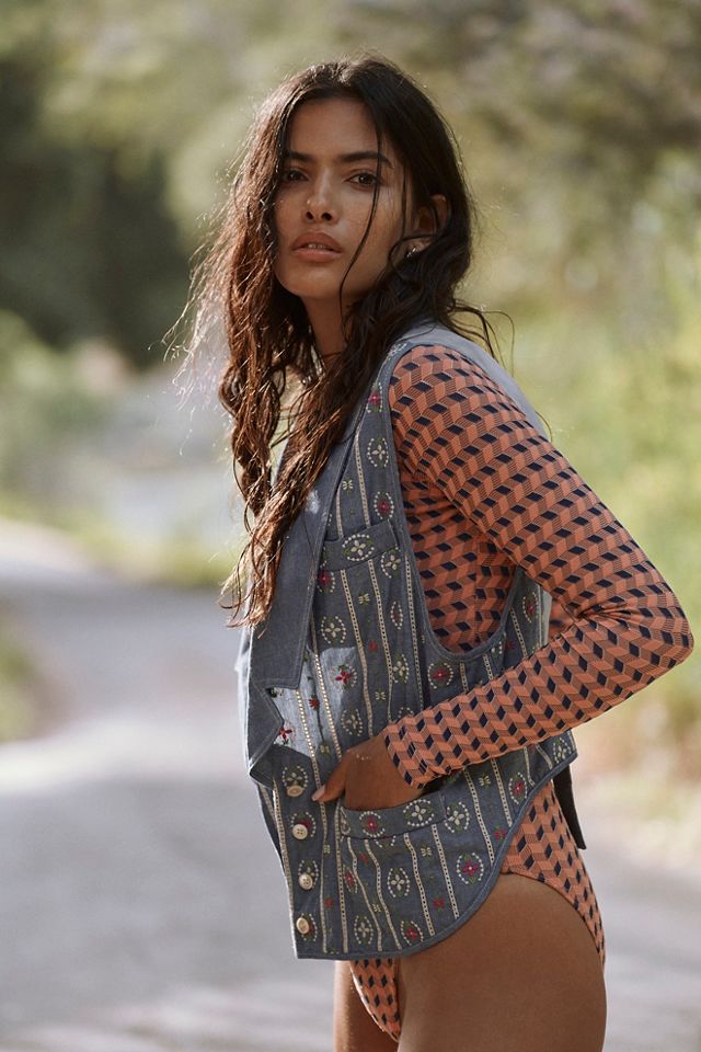 Embroidered Chambray Vest #2