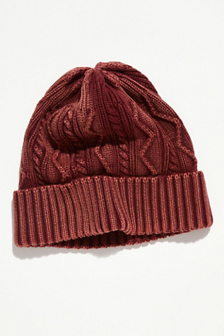 Free People Stormi Washed Cable Beanie In Oxblood