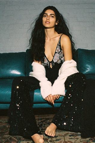 Sequin Slim Pull On Flare Pants | Free 