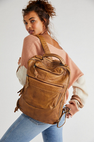 East End Leather Backpack by Free People in Sand
