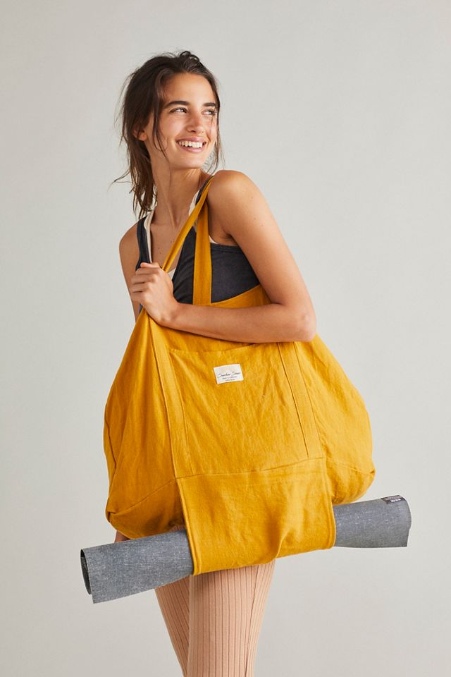 Free People Sunshine Series Hemp Yoga Tote in Yellow