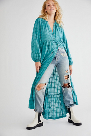 free people teal dress