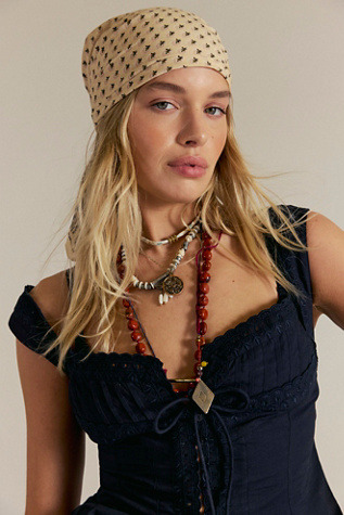 Женские аксессуары Free People Lotus Paisley Print Bandana, цвет: Бежевый комбинированный