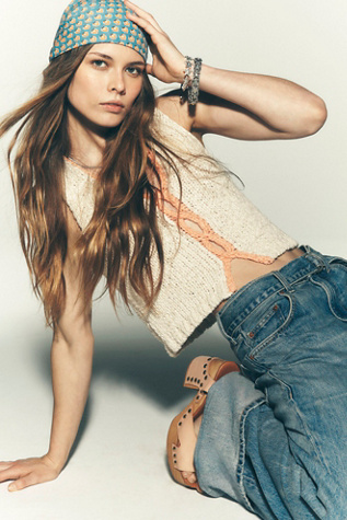 Lotus Paisley Print Bandana by Free People in Blue