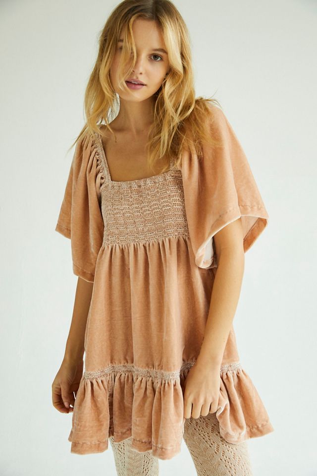 Free people clearance orange velvet dress