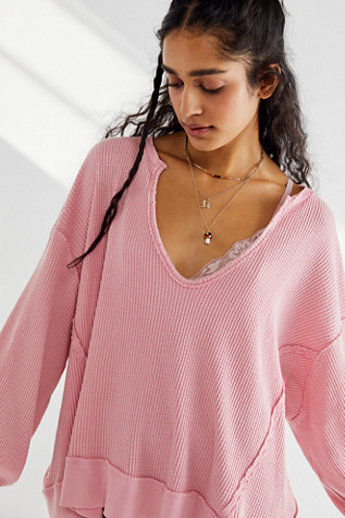 We The Free Buttercup Thermal at Free People in Strawberry Cream, Size: Medium