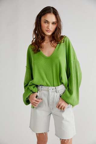 We The Free Buttercup Thermal at Free People in Green Goddess, Size: Medium