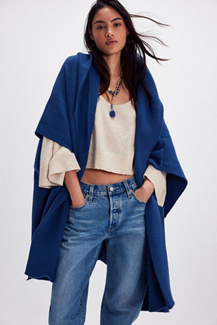 All I Need Cozy Hooded Kimono at Free People in Blue Peony