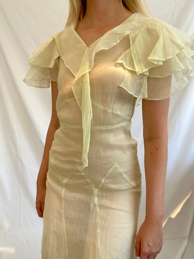 Light Green Organza Dress Selected by Eveliina Vintage #1