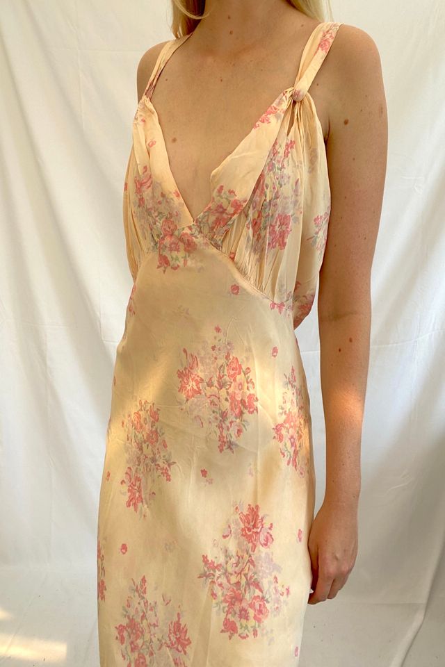 Peach Floral Print Slip Selected by Eveliina Vintage #1