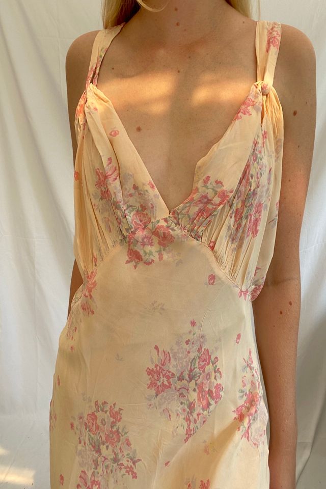 Peach Floral Print Slip Selected by Eveliina Vintage #2
