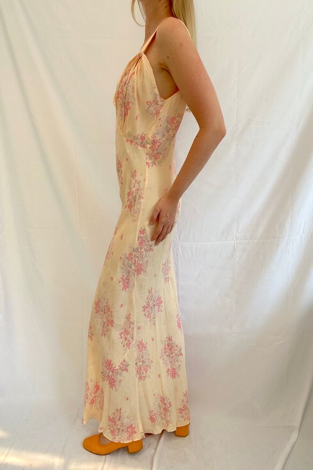 Peach Floral Print Slip Selected by Eveliina Vintage #3