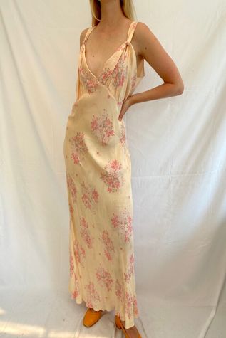 Peach Floral Print Slip Selected by Eveliina Vintage