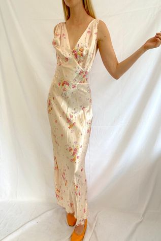 Pink Floral Print Slip Selected by Eveliina Vintage