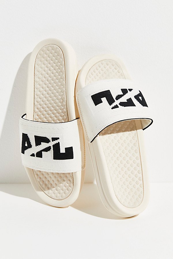 Apl Athletic Propulsion Labs Apl Big Logo Techloom Slide Sandals In Pristine / Black