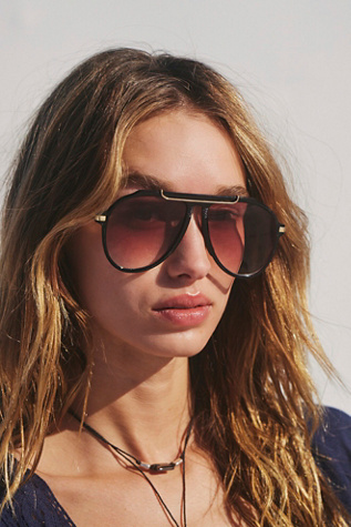 Ventura Oversized Aviator Sunglasses at Free People in Black/Berry