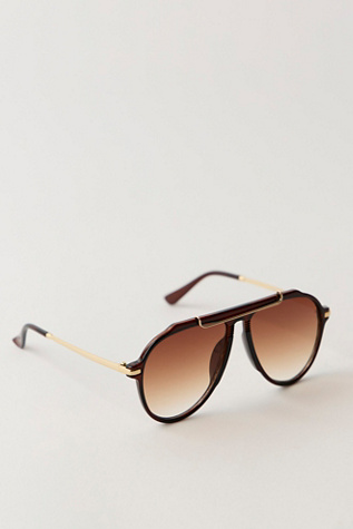 Ventura Oversized Aviator Sunglasses at Free People in Chocolate Brown With Ombre