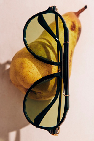Ventura Oversized Aviator Sunglasses by Free People in Green