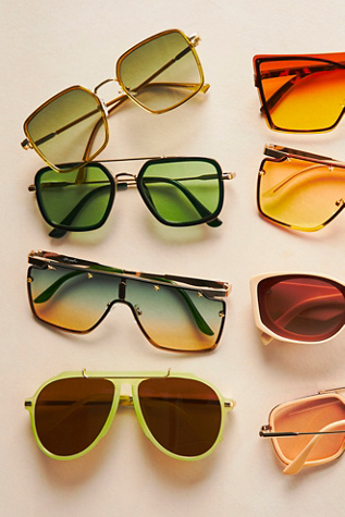 Ventura Oversized Aviator Sunglasses at Free People in Matcha