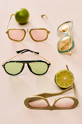 Ventura Oversized Aviator Sunglasses by Free People in Green