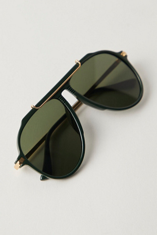 Ventura Oversized Aviator Sunglasses at Free People in Pine Green