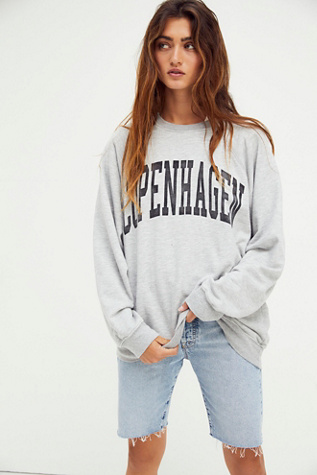 Classic Crew Sweatshirt by Original Retro Brand at Free People in Heather Grey Copenhagen, Size: XL