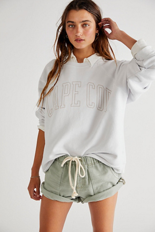 Classic Crew Sweatshirt by Original Retro Brand at Free People in Fog Cape Cod, Size: Large