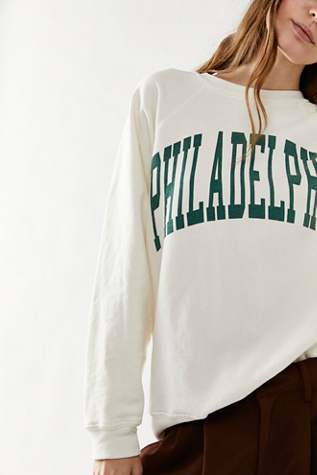 Classic Crew Sweatshirt by Original Retro Brand at Free People in Antique White Phila, Size: XS