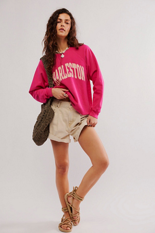 Classic Crew Sweatshirt by Original Retro Brand at Free People in Beet Root Charleston, Size: XS