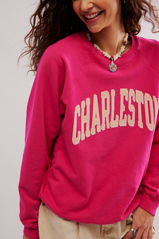 Classic Crew Sweatshirt by Original Retro Brand at Free People in Beet Root Charleston, Size: Medium