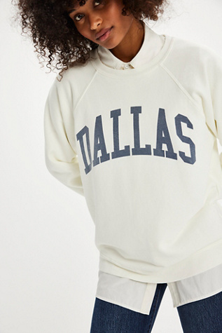 Classic Crew Sweatshirt By Original Retro Brand At Free People In Antique White Dallas, Size: Medium