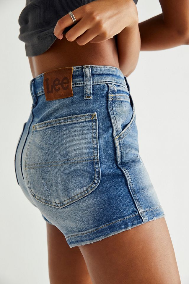 Lee High Rise Dungaree Mini Shorts | Free People