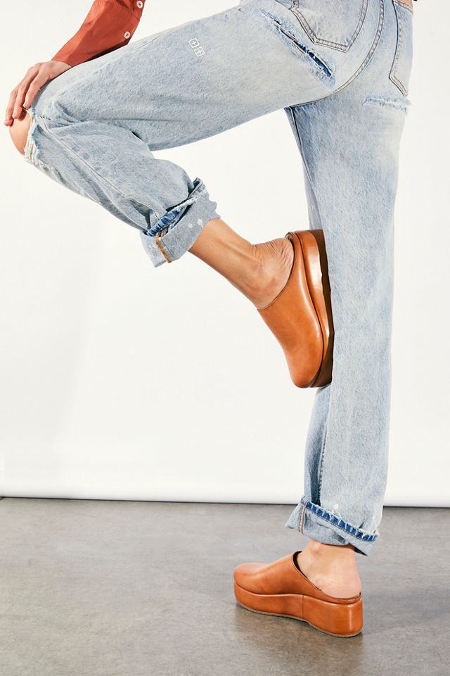 Free people cheap leather mules