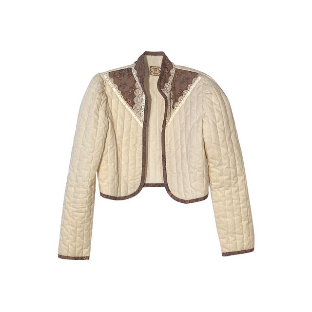 2024 Vintage Gunne Sax Quilted Crop Prairie Jacket Velvet & Lace