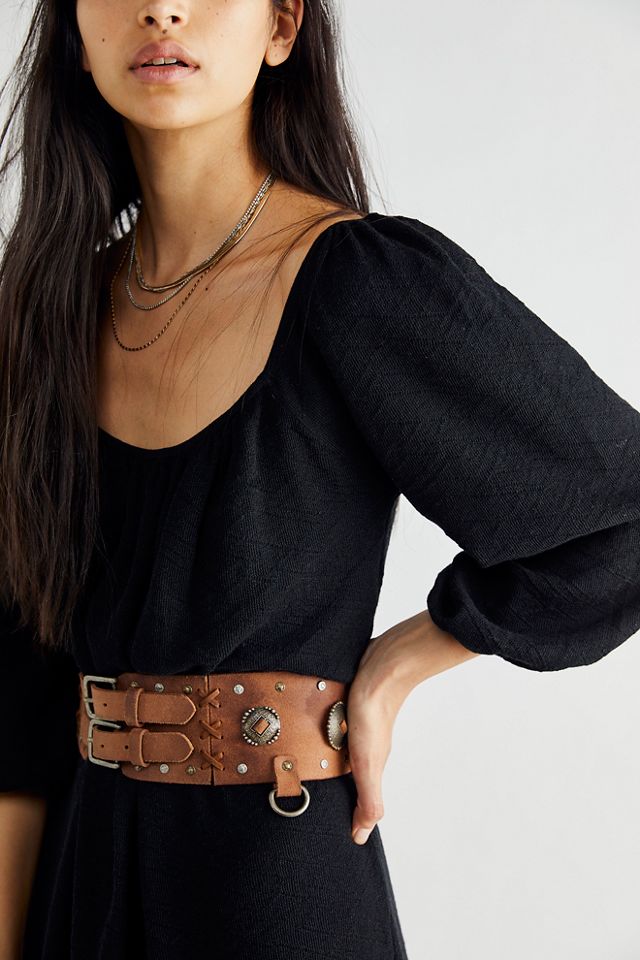 Wide double-buckle belt