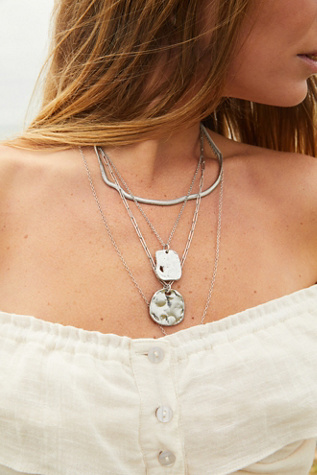 Oversized Coin Necklace at Free People in Silver