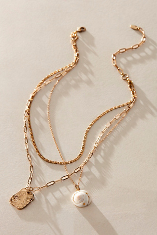 Oversized Coin Necklace At Free People In Shell & Gold