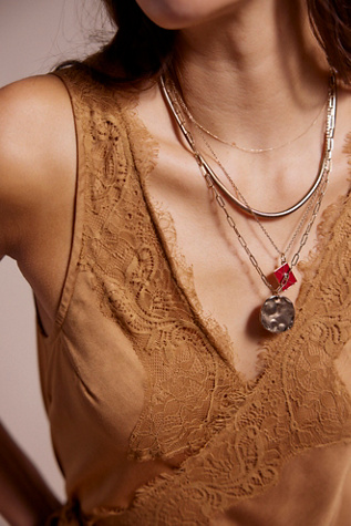 Oversized Coin Necklace At Free People In Red/Rouge