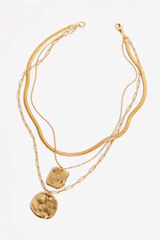 Oversized Coin Necklace at Free People in Gold