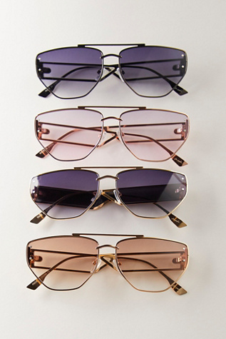 Retrograde Aviator Sunglasses by Free People in Grey