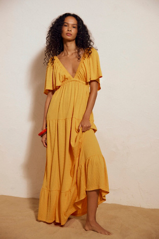 La La Maxi Dress by free-est at Free People in Golden Pollen, Size: XS