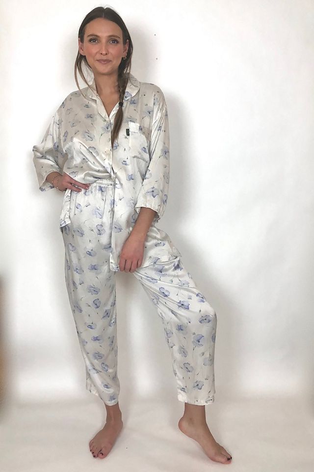 Silk floral pajama set hot sale